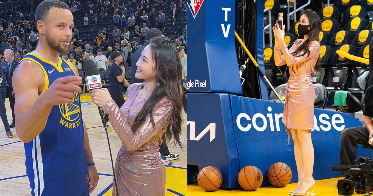 柯瑞旁的亞洲妹子到底是誰！ NBA季後賽場邊美女記者連球星都淪陷！