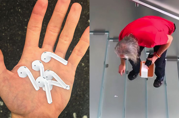 誰的AirPods掉了？美藝術家自製超擬真「AirPods貼紙」黏在地上，路人彎腰撿：X！被騙了！